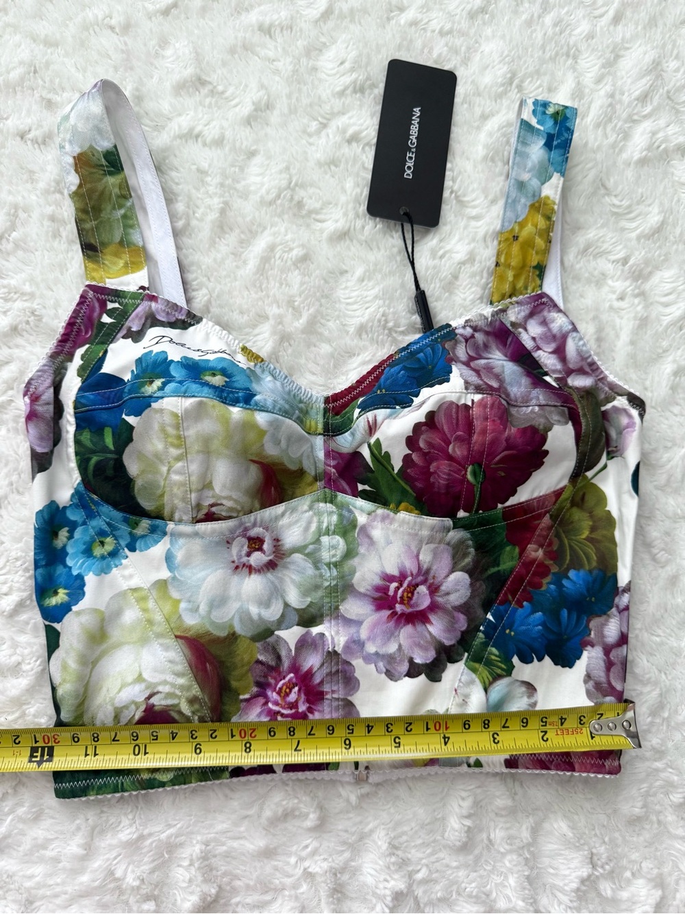 Dolce & Gabbana Floral Cotton Bustier Corset Top in Blue, Pink, Yellow and Green - Picture 6 of 12